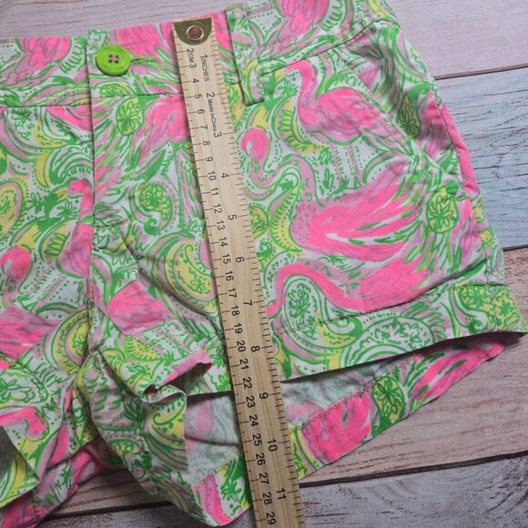 Lilly Pulitzer The Walsh Short Pink & Green Paisley Flamingo Print Womens Size 0 - Picture 8 of 8